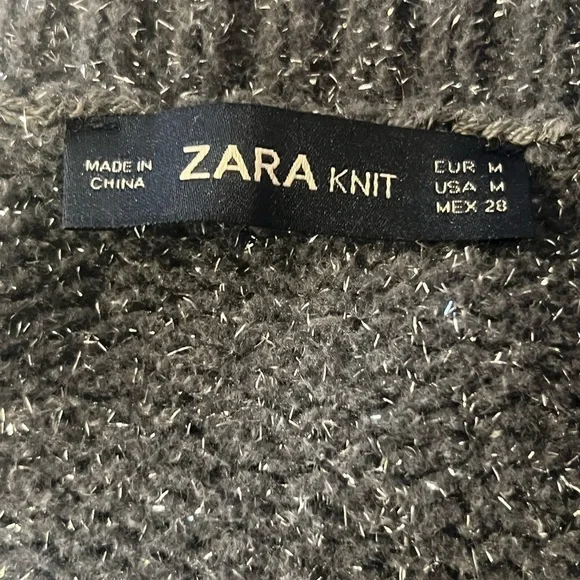 Zara Grey Silver  Crop Sparkle Sweater - Picture 11 of 11